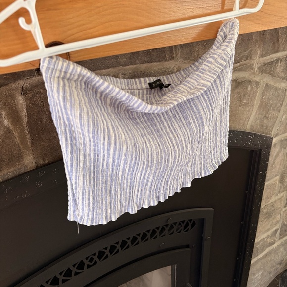 Blue & White Striped Ribbed Bandeau Top - Picture 1 of 3